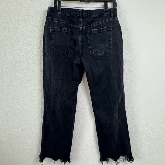 Free People We The Free Maggie Mid Rise Straight Leg Jeans Black Ripped Size 29 - Picture 6 of 8